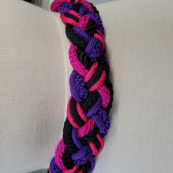 Rope belt by Talbotts. Pink, purple and black. Stretch. - Picture 1 of 8